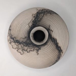 NATALIE JETTER Handmade Signed Studio Vase Horsetail Pottery 4"x7"